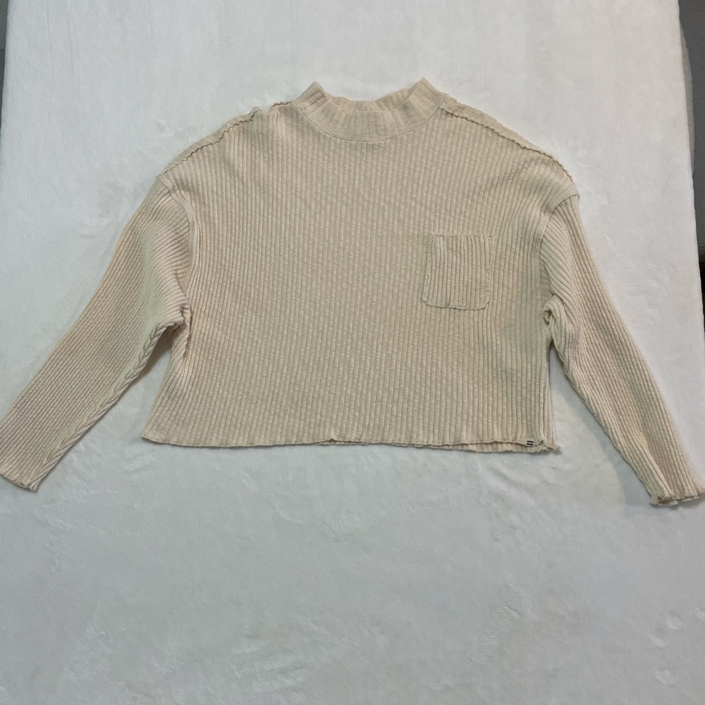 Billabong Beige Ribbed Long Sleeve Top